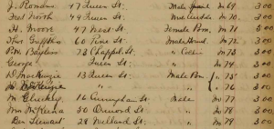 image of handwritten listing